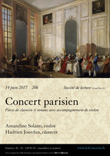Un concert parisien sous Louis XV : Mondonville, Duphly, Chardonne. Hadrien Jourdan, clavecin et Amandine Solano, violon.