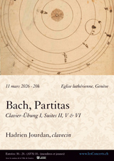 11 mars 2026 : Bach, Partitas 2, 5 & 6, Hadrien Jourdan